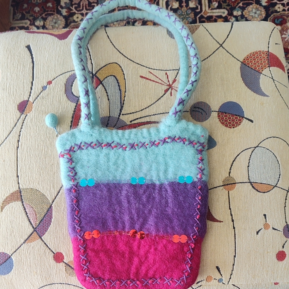Colorful Felted Wool Women's Purse